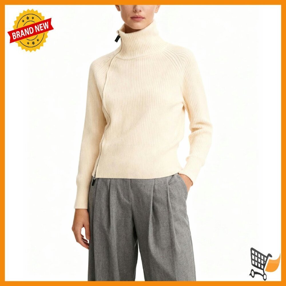 Oversized Turtleneck Sweater Zip Up Cozy Fit Women's Pullover